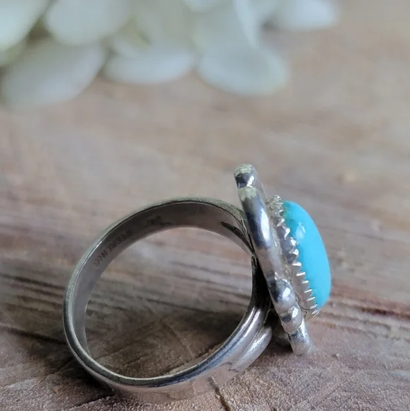 Sterling Silver Turquoise Ring. Size 5. - Picture 2 of 5